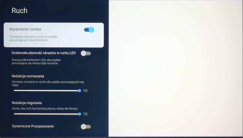 Review TCL MQLED85 / C765 Blur and motion smoothness