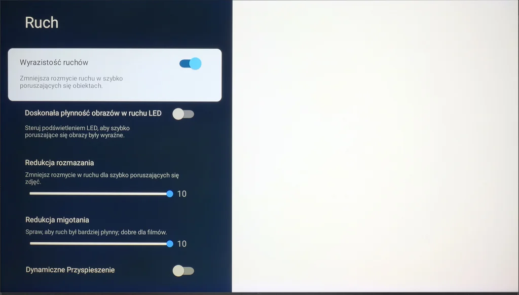 Review TCL MQLED85 / C765 Blur and motion smoothness