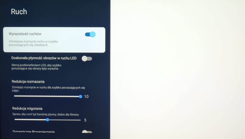 Review TCL C855 Blur and motion smoothness