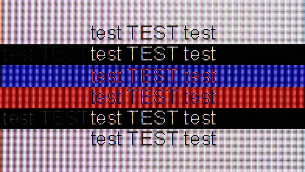 Review LG QNED87T6B section Computer compatibility, font readability test