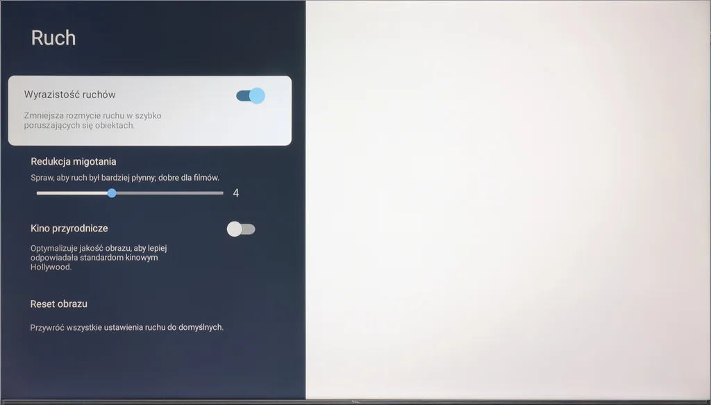 Test TCL C655 / C69B (55"-85") Smużenie i płynność ruchu
