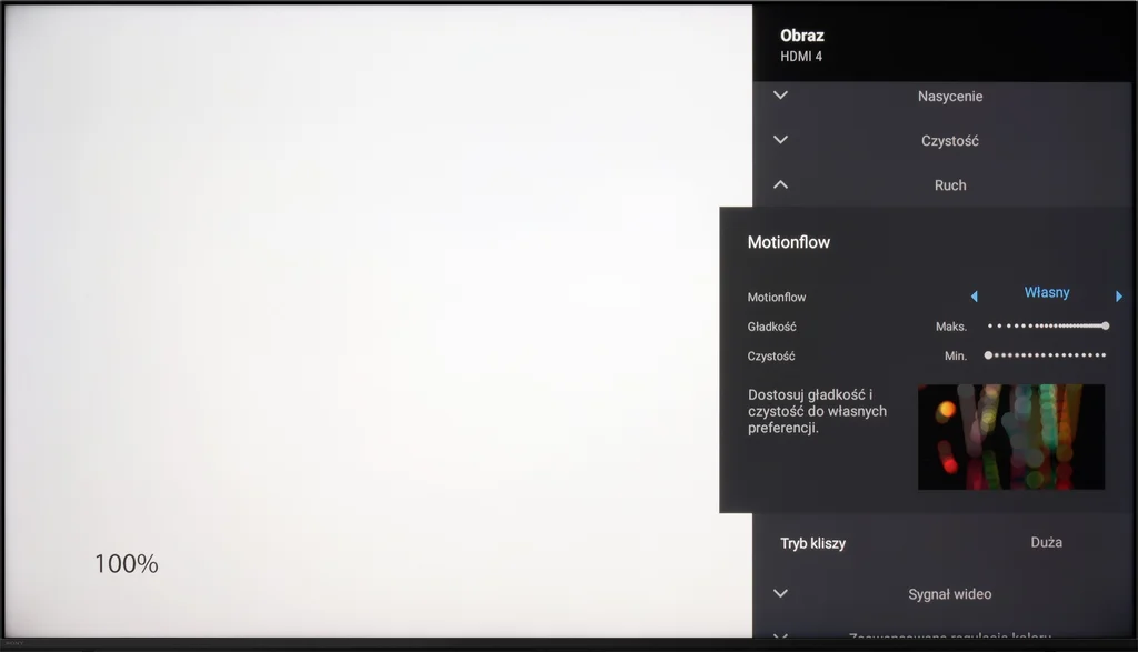 Test Sony X85L Smużenie i płynność ruchu