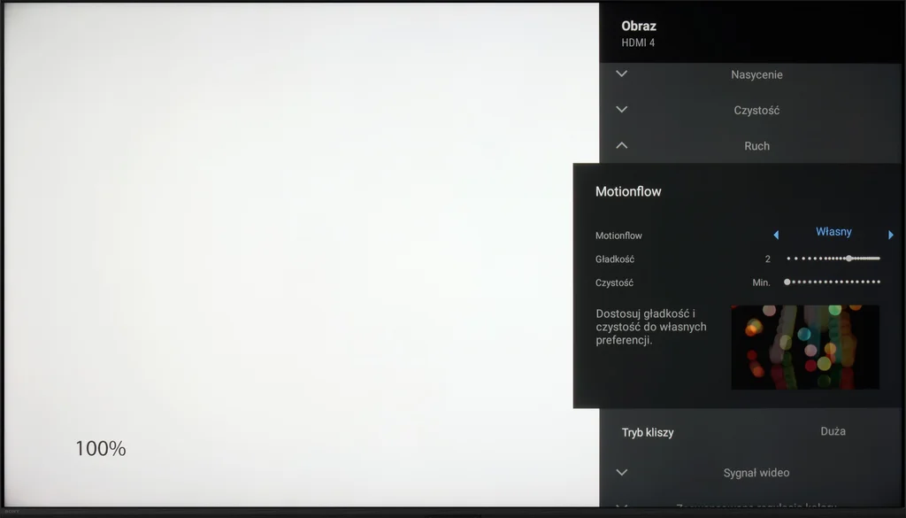 Test Sony X90L Smużenie i płynność ruchu