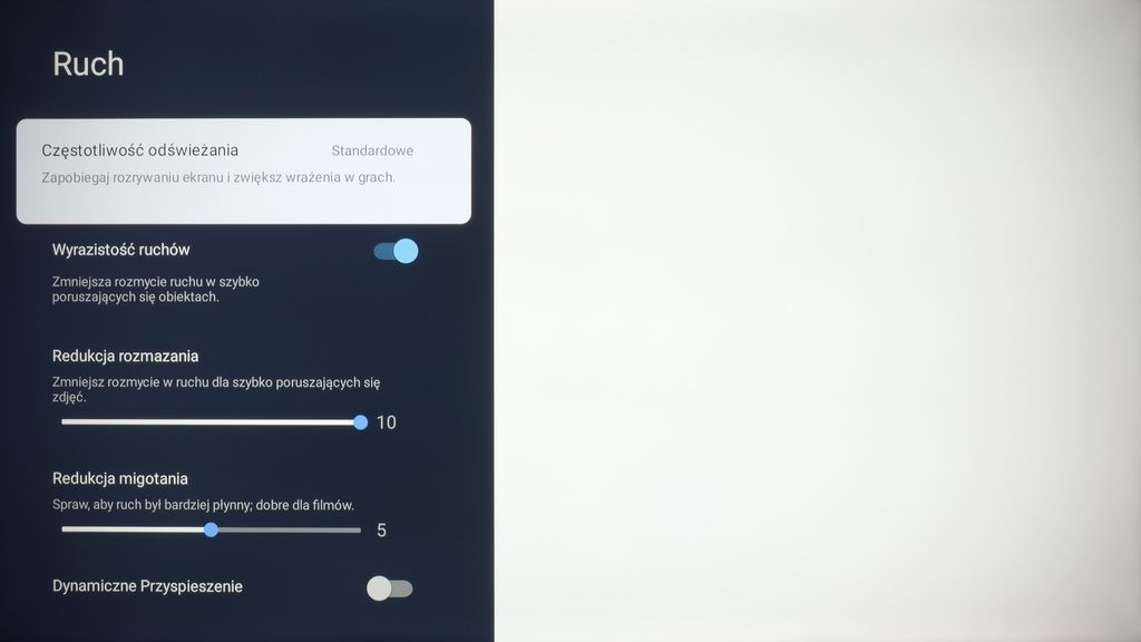 Test TCL C655 / C69B 98' Smużenie i płynność ruchu