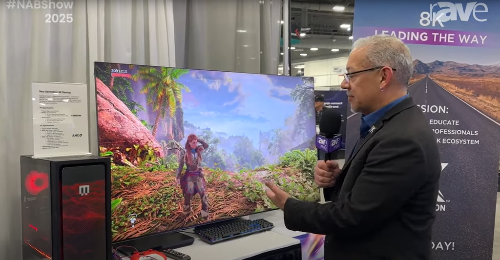 8K gaming demo of Horizon Forbidden West on Samsung Neo QLED 8K with AMD Ryzen and Radeon. Discover the future of 8K 120Hz gaming at NAB Show 2025!