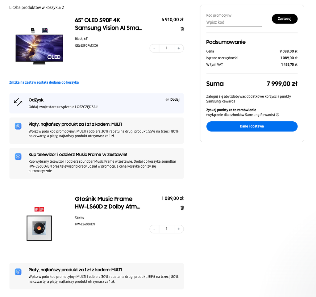 Hit cenowy! Samsung OLED 65” S90F + darmowy głośnik Music Frame. Zyskaj kino domowe premium i oszczędź ponad 1000 zł.