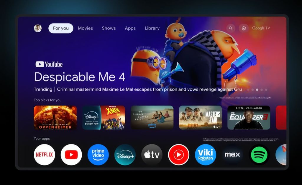 Google TV and Android TV with 64-bit support. Shorter app loading times, less lag, and better support for UHD and AI content.