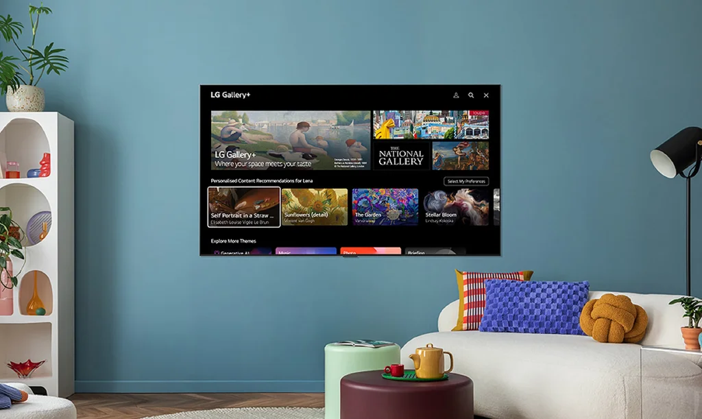 LG Gallery+ als Alternative zu Samsung The Frame. Über 4000 Kunstwerke, Game-Art und Google-Photos-AI auf neuen LG TVs 2025.