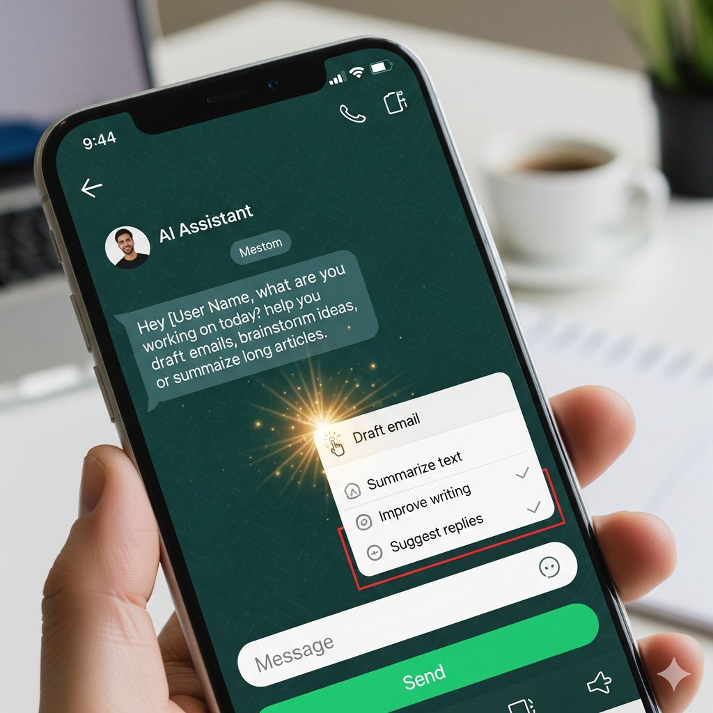 WhatsApp with AI Writing Help – faster, correct, and professional messages thanks to artificial intelligence. The feature is reaching the first users.