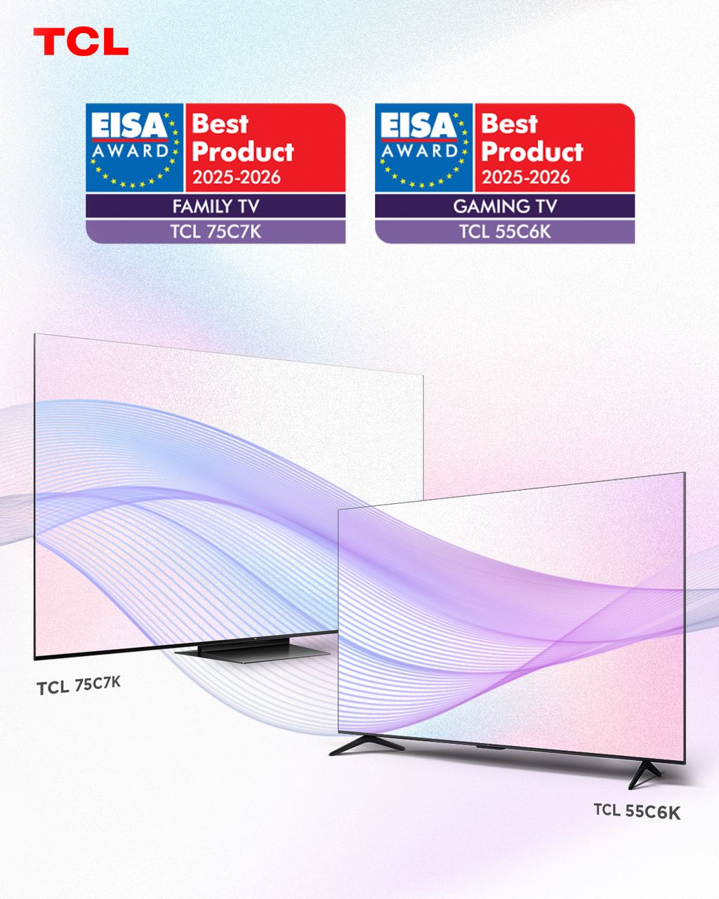 TCL wins five prestigious EISA awards. The new generation of QD-Mini LED TVs and the Q65H soundbar are taking the market by storm.
