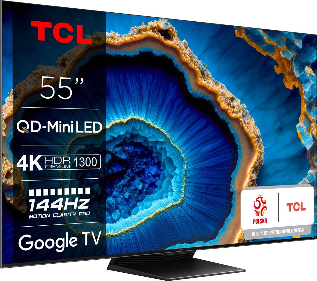 Telewizor TCL 55C804 55” MiniLED 4K z Dolby Vision i Atmos taniej! Cena promocyjna 2590 zł z kodem rabatowym R1709-011025.