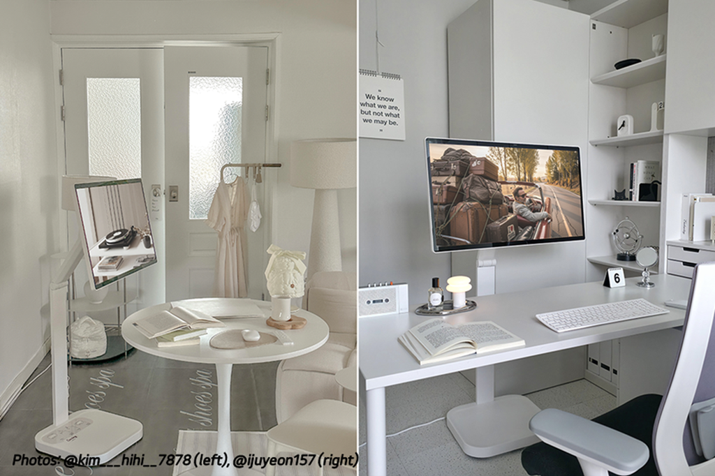 LG Swing is a monitor that follows you. Height adjustment, tilt, swivel, and premium design in white finish.