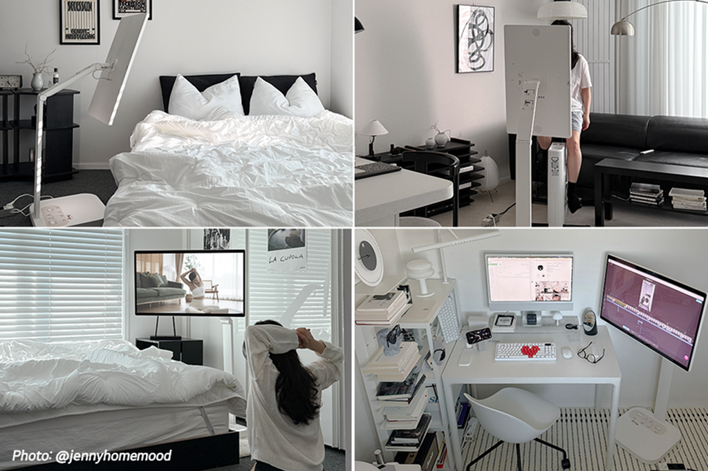 LG Smart Monitor Swing – from desk to lounge. Tilt, swivel, remote and the ThinQ app make the monitor a part of the home.