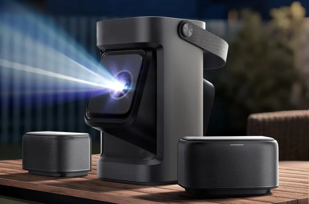 Anker Nebula P1: portable projector with Google TV, autofocus, and pop-out speakers. 20 hours of operation and IP54 resistance. See details.