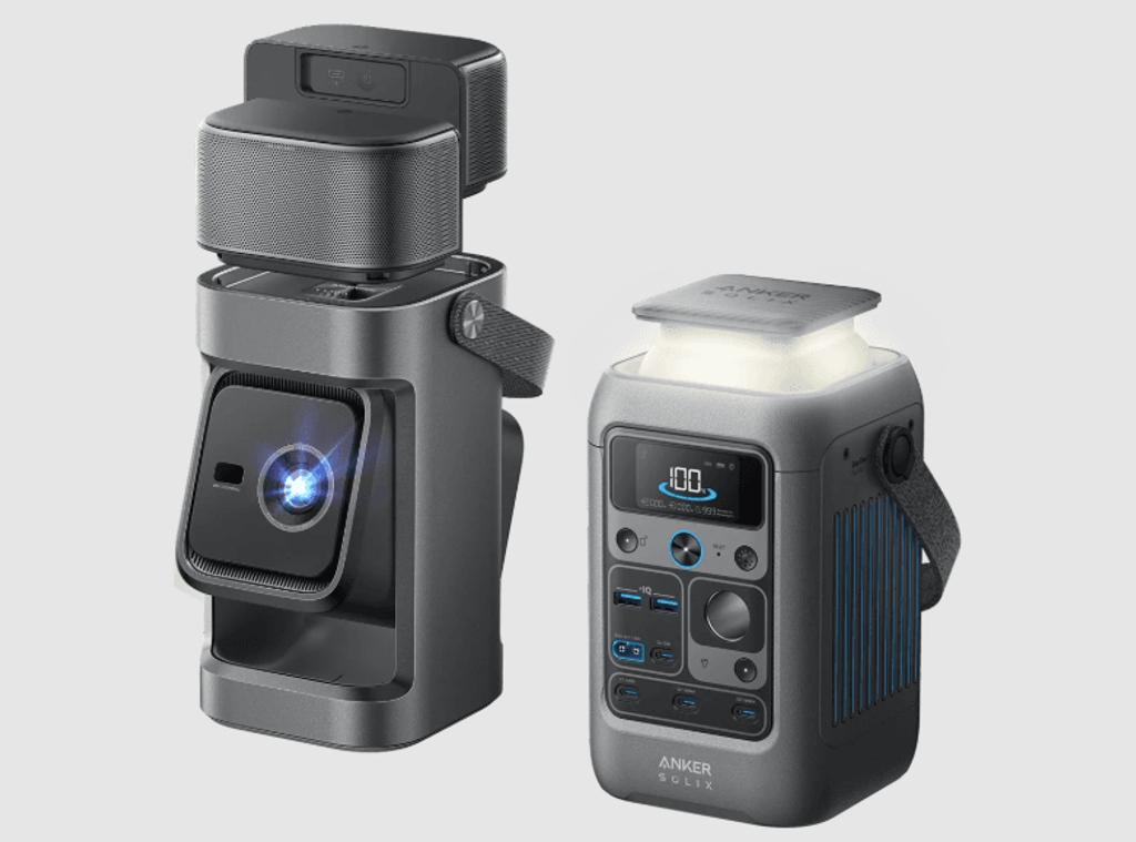 The Nebula P1 from Anker combines Full HD, a 130° gimbal, and detachable Bluetooth speakers. Included is a 100” screen and an optional SOLIX C300 power bank.