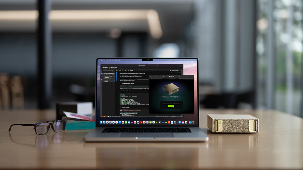 DGX Spark – superkomputer AI desktopowy z 1 PFLOP mocy i 128 GB pamięci. Przyspieszaj rozwój modeli i agentów lokalnie bez chmury!