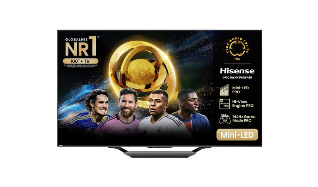 Hisense U7NQ 55” taniej o 500 zł – teraz 2999 zł. Model Mini-LED 4K z 144 Hz i VRR oferuje świetny HDR, znakomity kontrast i nowoczesne złącza HDMI 2.1. Idealny wybór w tej cenie.