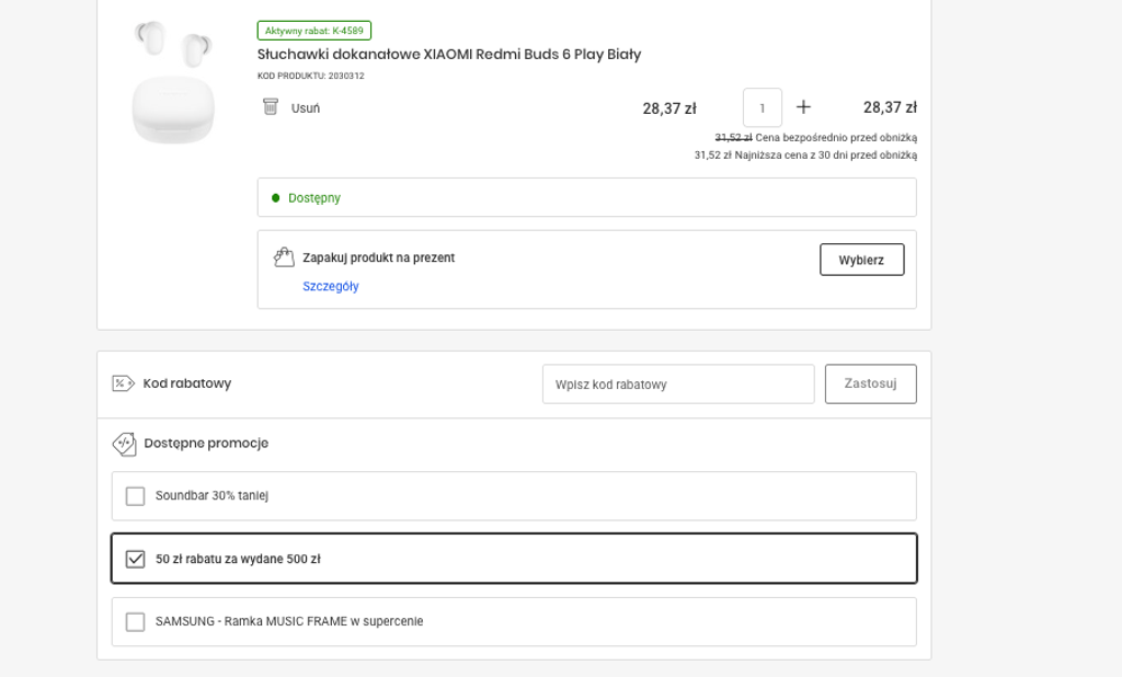 Jak kupić Samsung S95F 77” najtaniej? Skorzystaj z rabatu Media Expert, dodaj Redmi Buds 6 Play, aktywuj dodatkowe 50 zł zniżki i odbierz 1800 zł cashbacku. Zobacz szczegóły promocji!