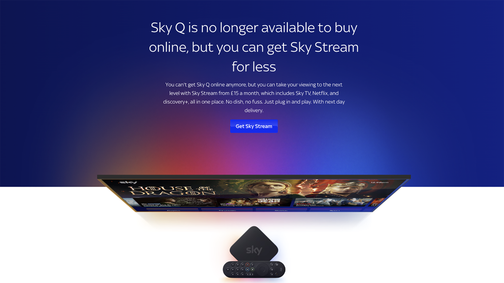 Sky setzt auf Streaming anstelle von Satellit. Das Fehlen von Sky Q im Online-Verkauf ist ein weiteres Zeichen dafür, dass das klassische Satellitenfernsehen der Vergangenheit angehört.