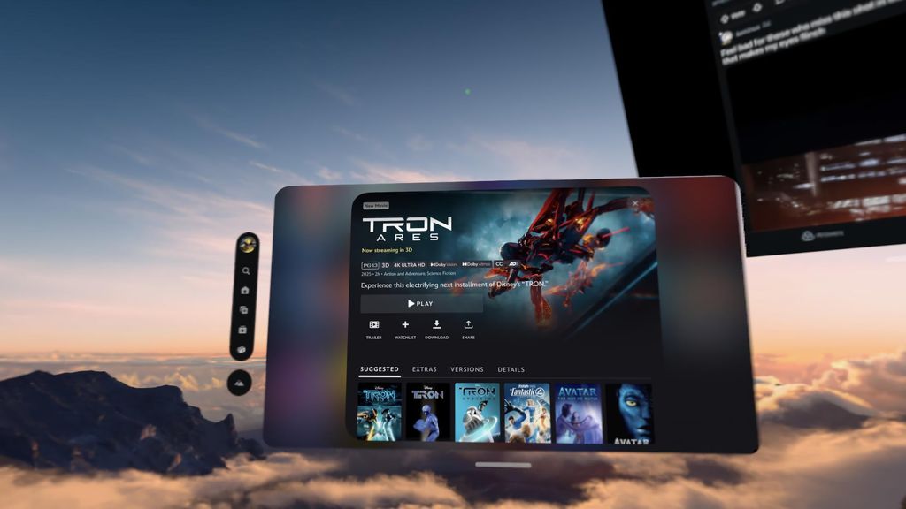 Apple Vision Pro restores the sense of 3D technology. "Tron: Legacy" and "Tron: Ares" can be watched in 3D 4K with Dolby Vision and Dolby Atmos.