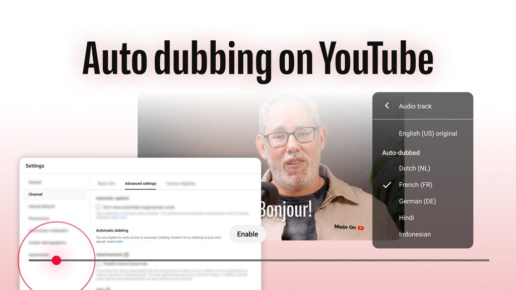 YouTube is developing AI-based automatic dubbing.