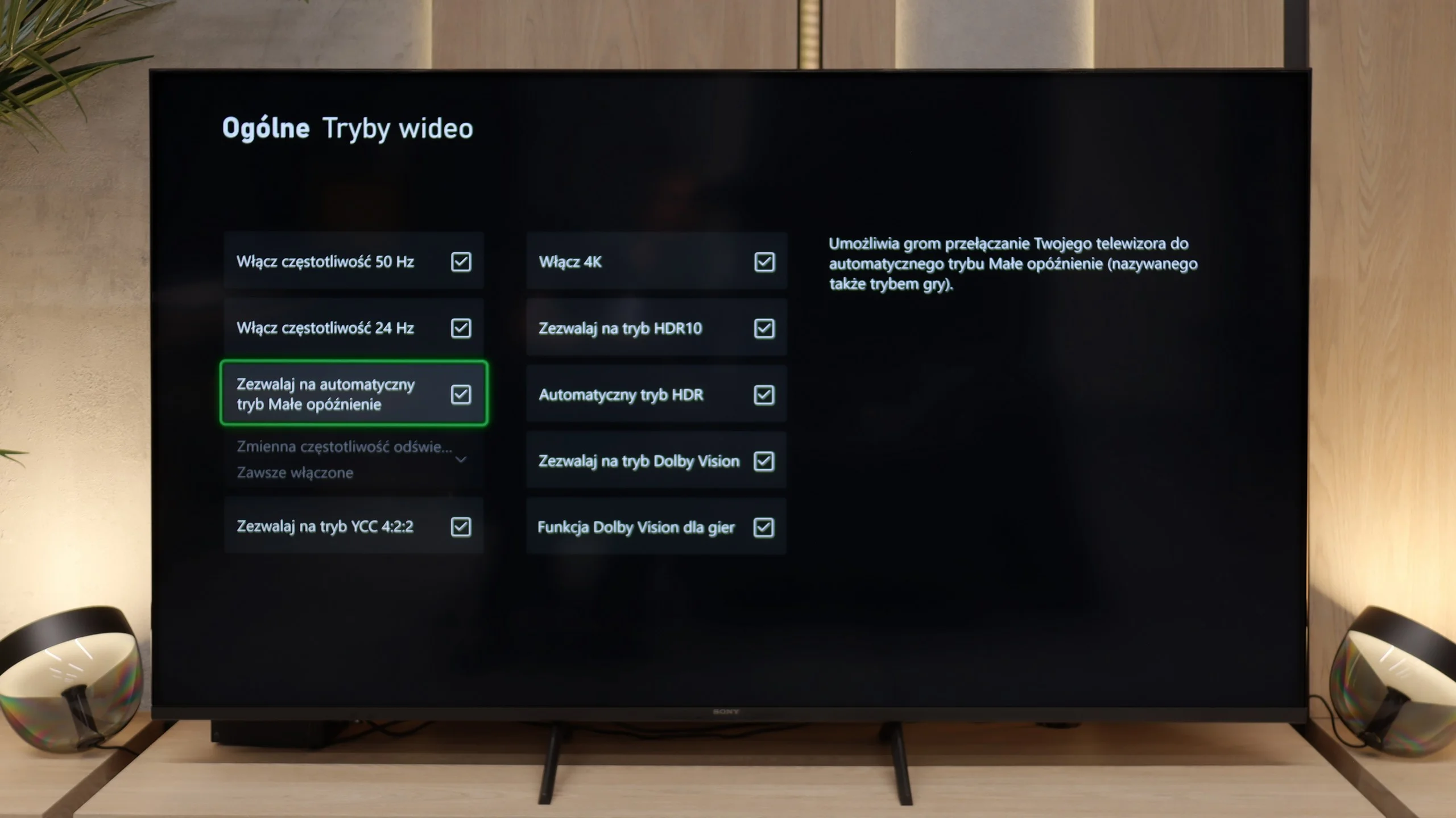 Test Sony Bravia 3 50' (VA) Funkcje dla graczy