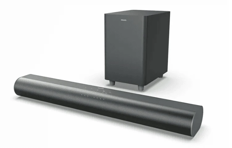  Compact Philips B6100 soundbar with a 2.1 system, eARC support, and Bluetooth 5.4, perfect for 48–55 inch TVs.