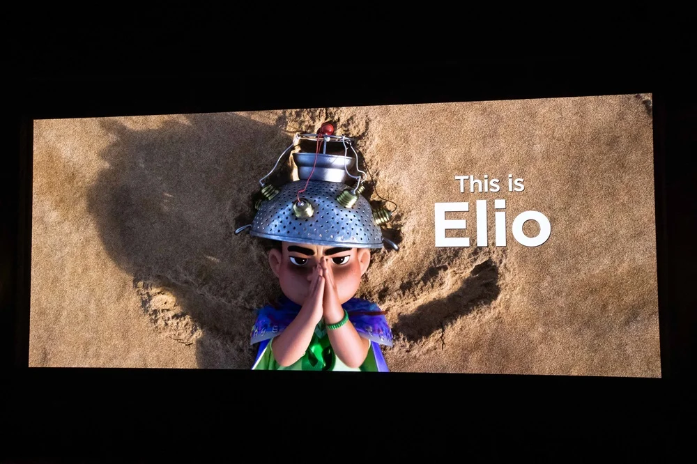The film "Elio" from Pixar presented on the Samsung Onyx screen during CinemaCon 2025. High contrast, HDR and perfect black.
