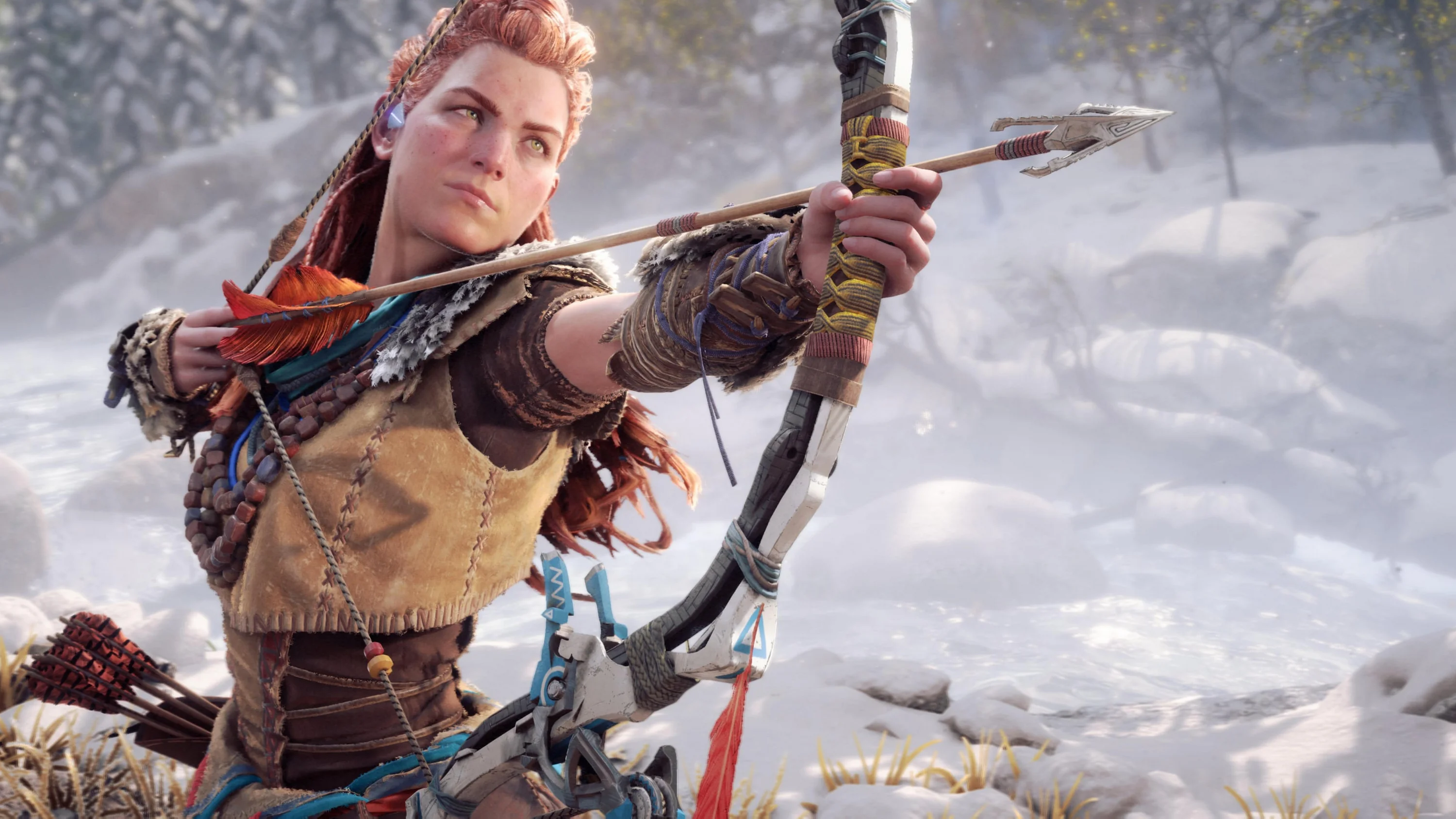 Horizon Forbidden West 8K screenshot of Aloy in action. Check out the next-gen graphics and image quality from PS5 in full resolution!
