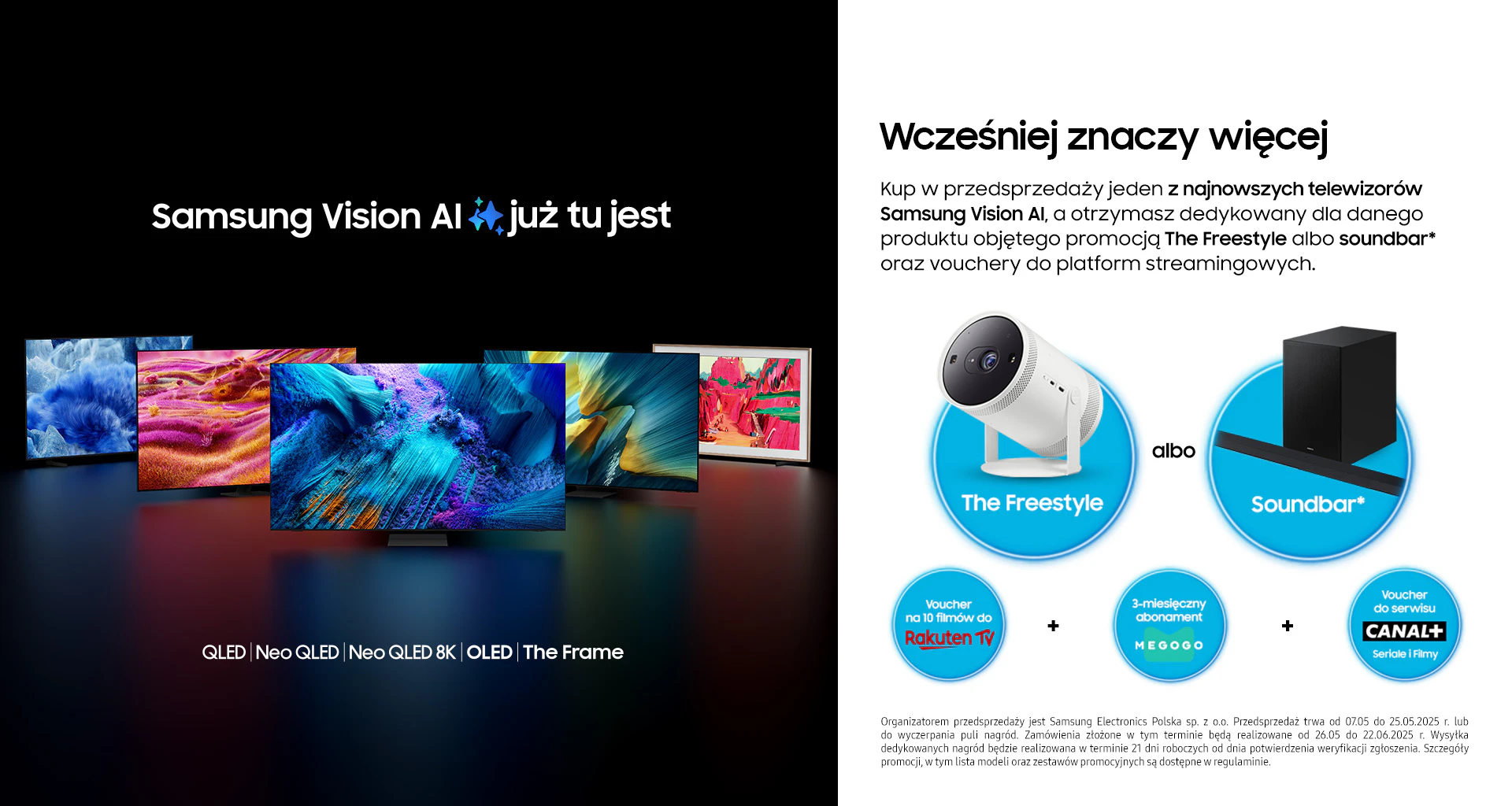 QN990F, S95F, The Frame Pro – nowe TV Samsunga z AI i Mini LED. Promocja do 25.05: kup telewizor i odbierz nagrody.