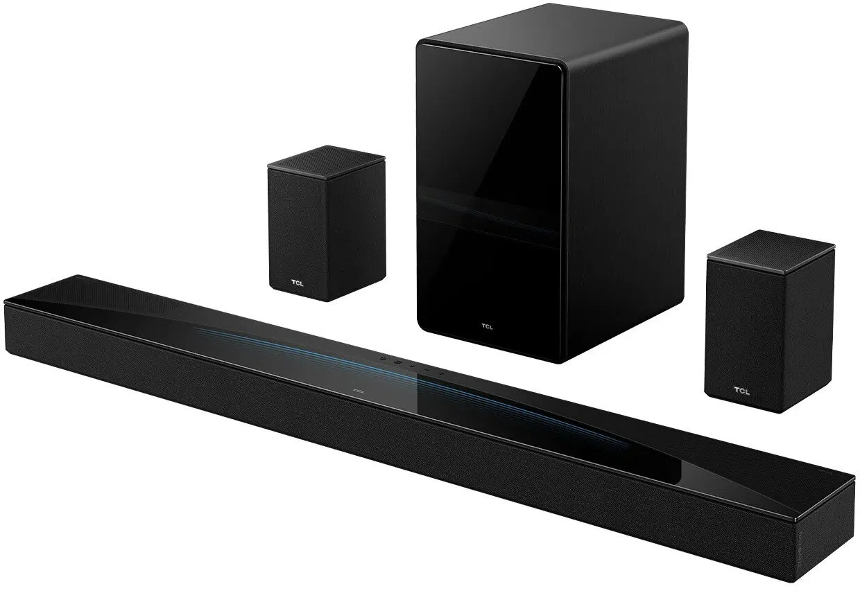 Heimkino von TCL – Soundbars mit Dolby Atmos, DTS Virtual:X und einer Leistung von bis zu 860 W. Aktion: 35% Rabatt beim Kauf eines TCL Fernsehers.