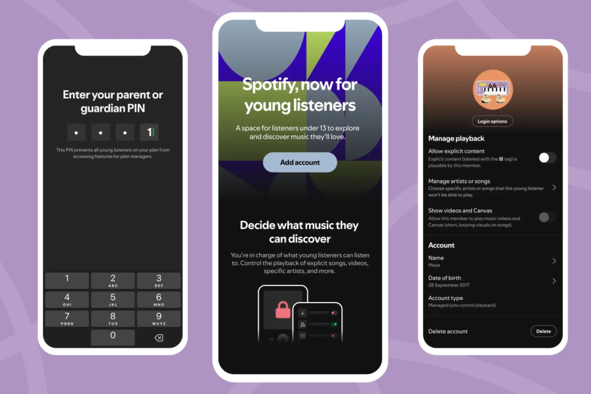 Spotify Family with managed accounts gives you full control over your child's music. Filtering, blocking content, and no impact on your Wrapped.
