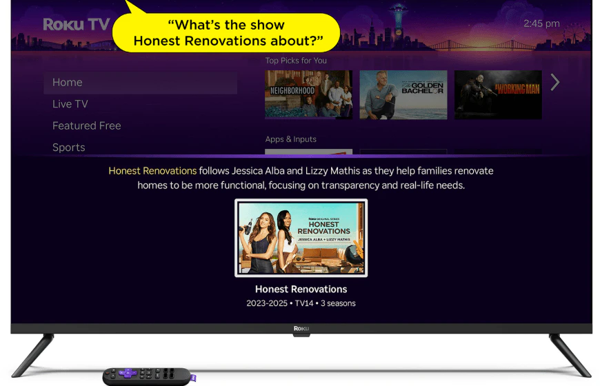 Roku Smart TV z AI, które rozumie kontekst. Oglądaj, pytaj, odkrywaj – wszystko jednym poleceniem głosowym.