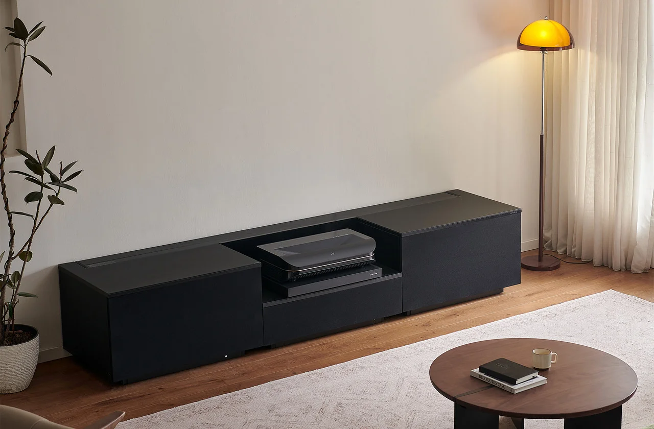 Discover the NorStone Eden Vision – a stylish AV furniture piece with an ALR screen and space for a UST projector. Home cinema in pure, minimalist form.
