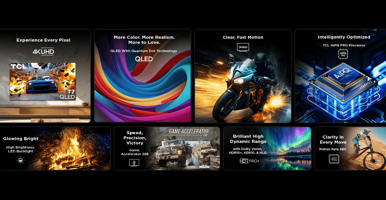 Szukasz taniego TV do grania? TCL T7 Series oferuje 144 Hz, VRR, QLED i Dolby Atmos już od 599 USD. Zobacz, czy warto.