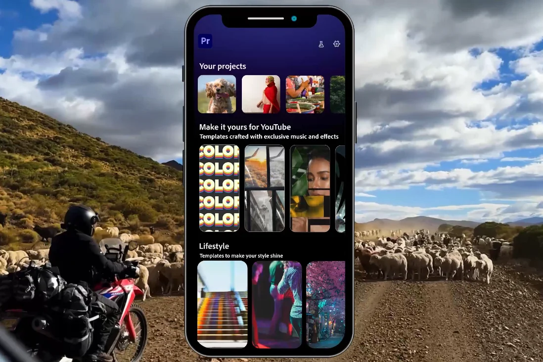 Premiere mobile z przestrzenią „Create for YouTube Shorts” – edytuj, generuj efekty AI i publikuj bezpośrednio na YouTube. Adobe ułatwia tworzenie wiralowych krótkich form wideo.