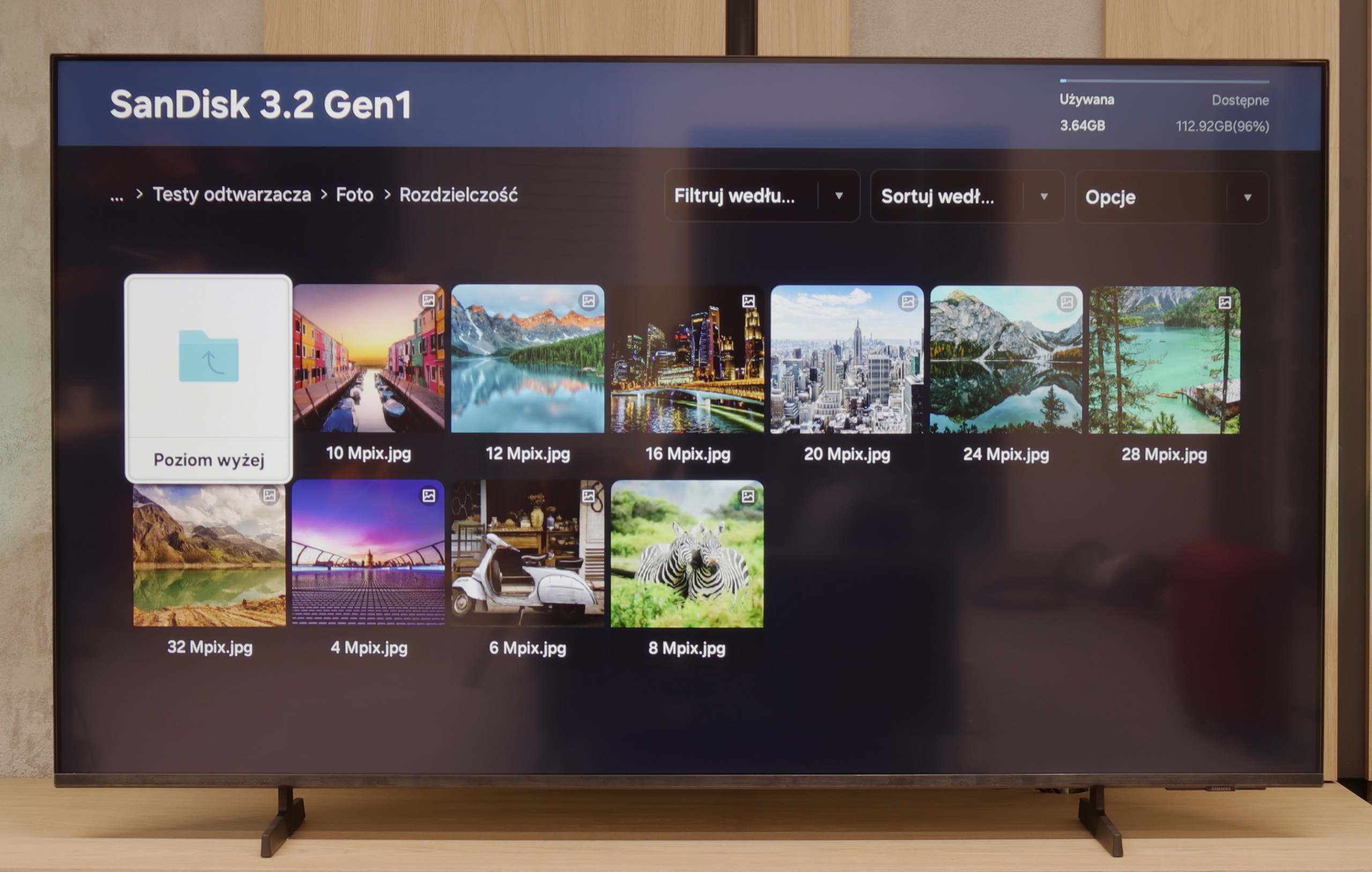 Test Samsung U8000F (IPS) Odwarzanie plików z USB