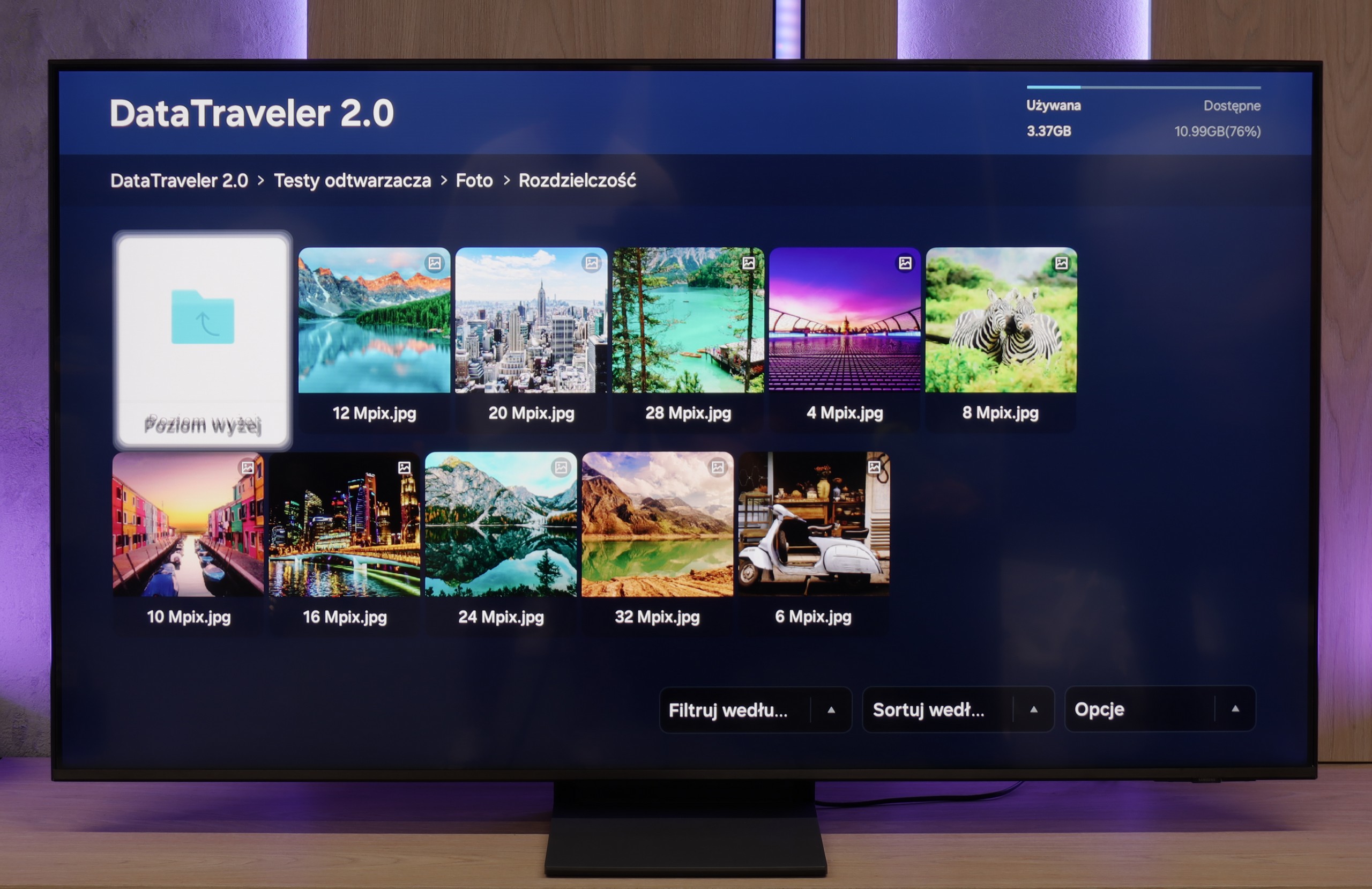 Test Samsung Neo QLED QN70F / QN74F / QN77F Odwarzanie plików z USB