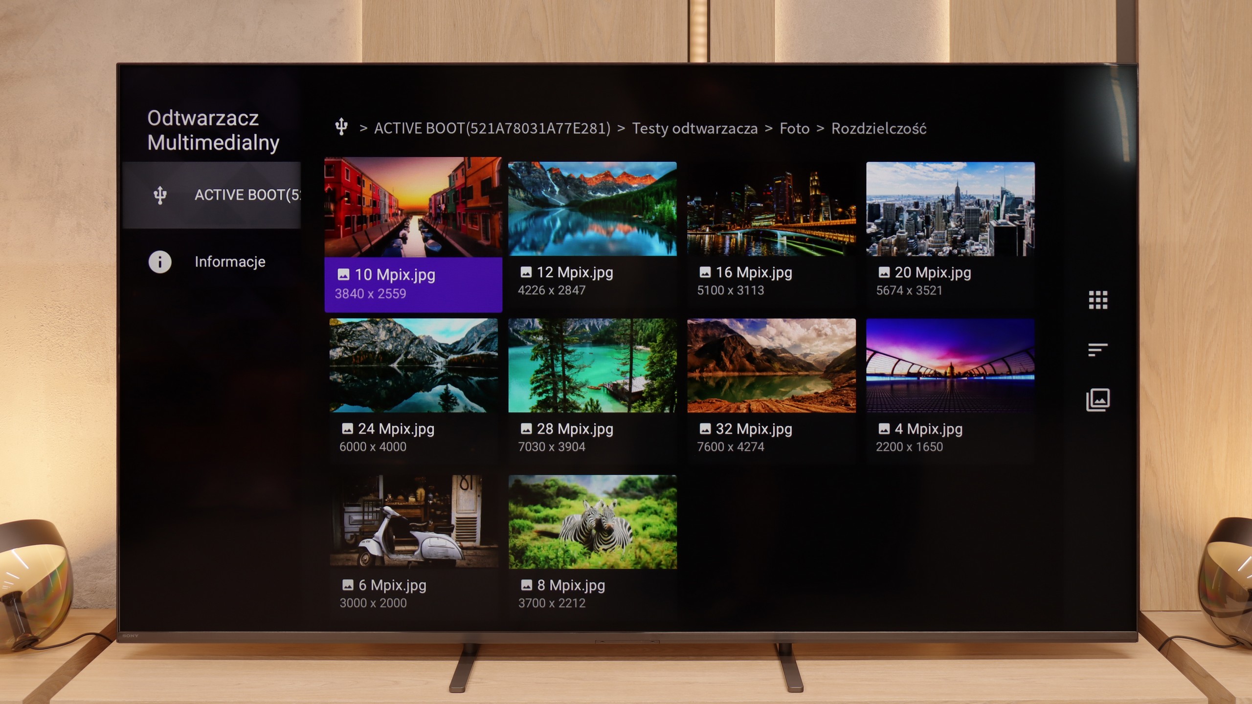 Test Sony BRAVIA 5 (XR5)  Odwarzanie plików z USB