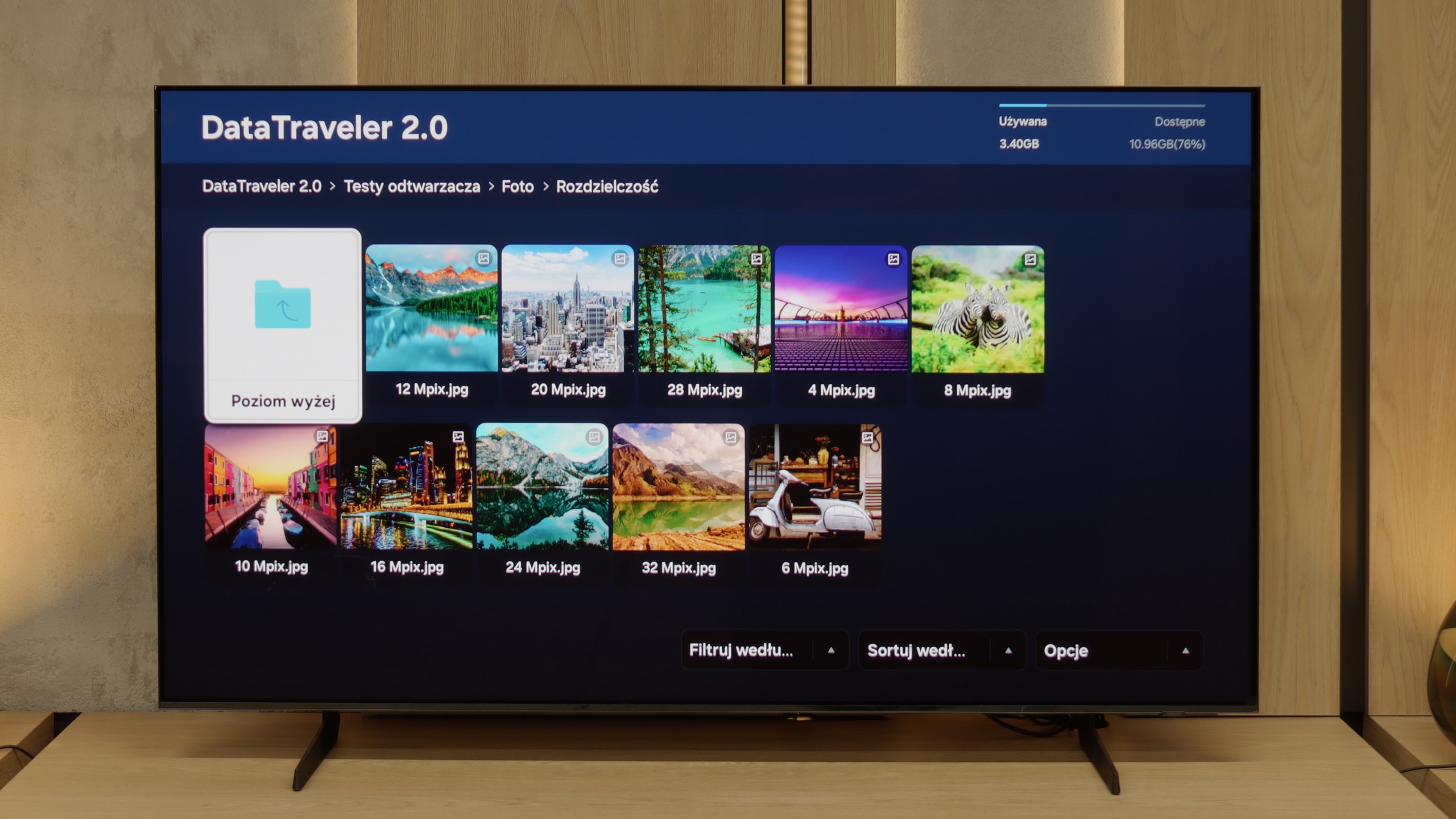 Test Samsung OLED S85F (WOLED) Odwarzanie plików z USB