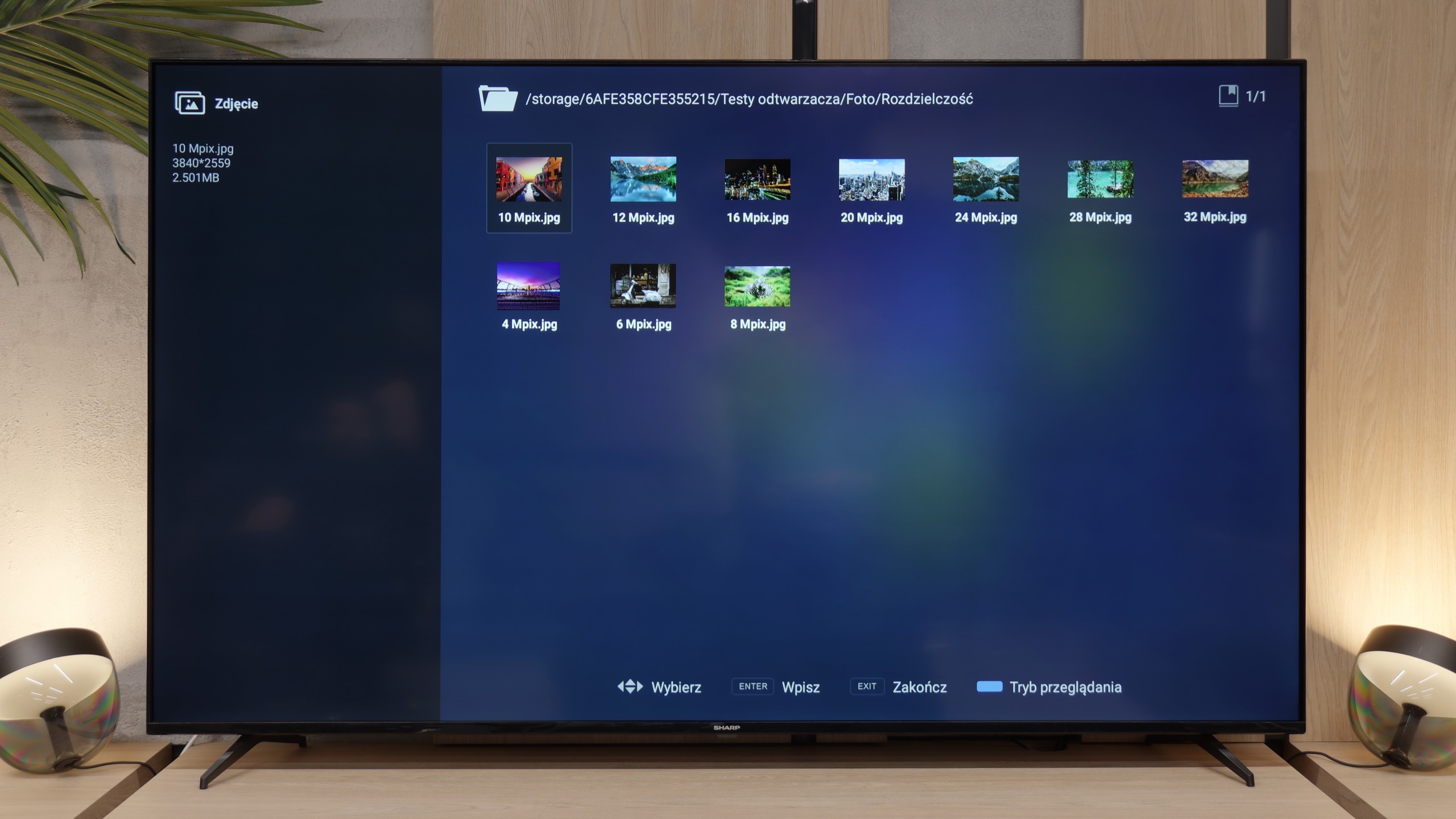 Test Sharp GL4760E Odwarzanie plików z USB